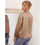Women's Wear 2024 Spring And Summer New Satin Comfortable Casual Long-Sleeved Shirt Women's Spot-Outfit