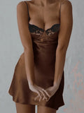 Backless Lace Paneled Slip Mini Dress-Outfit