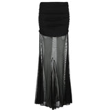 Fongt Cloth Forget Pure Sexy Sister Wind Net Splicing Folding Skirt Tidling Skirt Hottie Slimming Bag Hip Dress