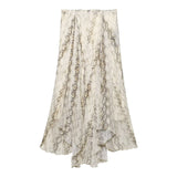Fongt Women's Holiday Style Snake Print Irregular Wide Swing Skirt 05233882741