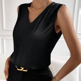 Women's Satin Suit, Sleeved Commuter Vest, Bottomed Top-Outfit