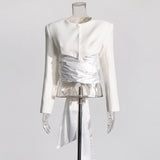 Spring 2025 New Fashion Sexy Round Tie With Short Top + High-Waisted Three-Dimensional Flowers Open Forked And Hip