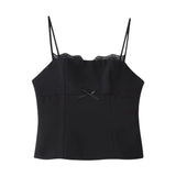 New Spring Style Satin Lace Splice Halter Top 3067132-Outfit