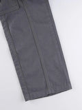 Washed Pocket Solid Cargo Pants-Outfit