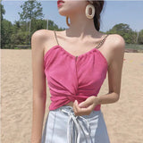 Fongt Beauty Back-Up Shoulder Female Summer Short-Colored Bum Sexy Umbilly Wear Wrapped Chest Chic Sling Vest