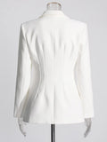 Fashion Commuting Style Suit 2025 New Texture V-Neck Design White High-End Blazer