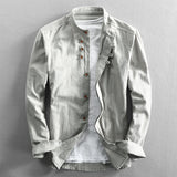 Fongt 2025 New Men's Casual Linen Shirt Gentlemen's Wind Collar Wish Cotton T-Shirt