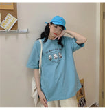 funny printed Loose basic t shirt summer pure cotton Short Sleeve cute T-shirts Women casual white tops tshirt