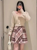 High Waist Plaid Mini Skirt-Outfit