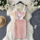 Fongt Beach Bump Summer Striped Slings New Slim-Skinny Sleeveless