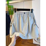 Fongt Version Of The Workwear Short Skirt Women's Summer 2025 New Loose High-Rise Slim Retro Anti-Walking Bag Hip Skirts