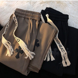 Brown Corduroy Gothic Embroidery Sweatpants Hip Hop Girls Y2k Pants Loose Comfort Joggers Bottom Harajuku Streetwear