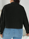 Fongt Large Women's Corduroy Short Casual Coat