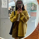 Fongt Korea East Gate Soft Waxy Pit Knitting Cardigan Women's Autumn Winter New Style With Lazy Wind V-Neck Sweater Coat-Outfit