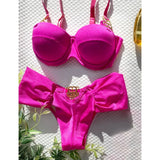 Solid Color Slings With Braided Hard-Packed Swimsuit Women 2025 New