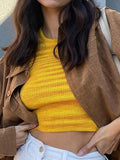 Jacquard Cropped Knit Tank Top-Outfit