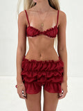 Ruched Bralette And Mini Skirt Set-Outfit