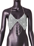 Fongt Sexy Flash Diamond Sling Type Slim Nightclub Versatile Back Wrapped Chest Vest