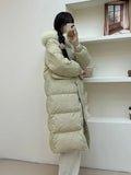 Advanced Sense Long Down Jacket Female 2024 Winter New Korean Version Of Big Hair Collar And Thick White Duck Down Warm Coat Tide-Outfit