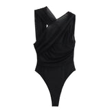New Silk Mesh Slim Sexy Asymmetrical Jumpsuit 5039337-Outfit