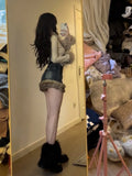 Washed Vintage Denim Skirts Sexy High Waist A-line Skirt for Women Y2k Fashion All-match Bodycon Faldas Largas-Outfit