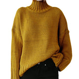 Fongt Autumn And Winter New High Collar Long Sleeve Solid Color Knit Jumper Sweater Women's