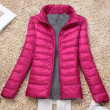 Large Size Plus Fat Down Jacket Female Light Korean Version Fashion Standing Collar Short Fat MM White Duck Down Coat Tide-Outfit