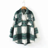 New Autumn Sanded Blouse Women's Lapel Single-Breasted Plaid Coat-Outfit