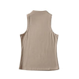 Trendy Women's Vest Design Feeling Half-High Collar Solid Color Sleeveless Navel Slimming Elastic Jacket-Outfit