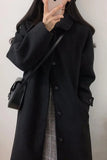 Woolen Coat Women's New Korean Version Of Black Medium-Length Tweed Coat Is Popular To Thicken Autumn And Winter-Outfit