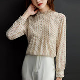 Autumn Style Chiffon Blouses Women Shirts Lady Casual Long Sleeve O-Neck Polka Dot Printed Chiffon Blusas Mujer