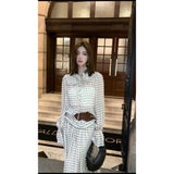 Fongt Beauty Set Of Chic With Long-Sleeved Top With Half-Dress Suit Tide