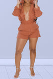 Collar Stripe Shirt Shorts Set 703-1-Outfit