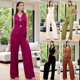 Fongt And Summer Women's Fashion Button Trousers Casual Two-Piece Set Of Women
