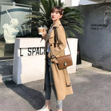 Fongt Trench Coat Female Spring And Autumn 2024 Spring New Medium And Long Korean British Style Small People Wear A Coat-Outfit