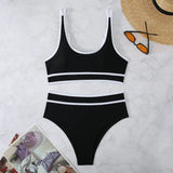 Fongt New Sexy Swimsuit Female Bikini Bikini Split Body Contrast Color Multi-Color