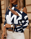 Long-sleeved Chain On Neck Printed Fastener