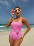 2024 New One-Clothing Multi-Clothed Drawstring With Small Flower Swimsuit Bikini