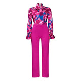 Fongt Women's Clothing 2025 Autumn And Winter Loose Large-Size Casual Print Long-Sleeved Shirt Broad Leg Pants Two-Set