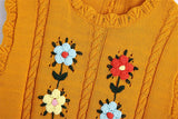 Flowers Embroidery Yellow Vest-Outfit