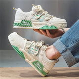 Men Skateboarding Shoes Canvas Thick Bottom Platform Shoes Comfortable Breathable Vulcanized Shoes Casual Sneakers Student Shoe-Outfit