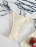 Fongt Split Hard Cup Bikini Love Draw Cord Strap Bikini Swimsuit Ladies Sexy