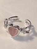Pink Heart Pattern Cuff Ring-Outfit
