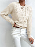 Fongt And Autumn Women's Fashion Round Collar Collar Knitted Sweater Thread Solid Color Top Lady