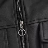 Fongt New Women's Fashion Imitation Leather Pilot Loose Jacket Jacket 874125-Outfit
