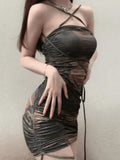 Tie Strap Printed Strapless Mini Dress-Outfit