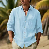Fongt Men's Linen Shirt Button Shirt Summer Beach Shirt Pure