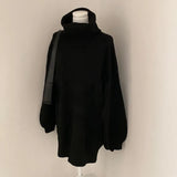 New 2021 Autumn Winter Women Sweaters Pullovers Oversized Fashionable Split Vintage Turtleneck Elegant Tops