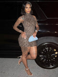 Summer Mesh Patchwork Ruched Y2K Clothes Sleeveless Bodycon Mini Dresses For Women 2023 Fashion Outfit Club