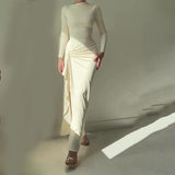 Fongt 2025 New Women's Fashion Sexy Slim Slim Open Fork Dress Dress